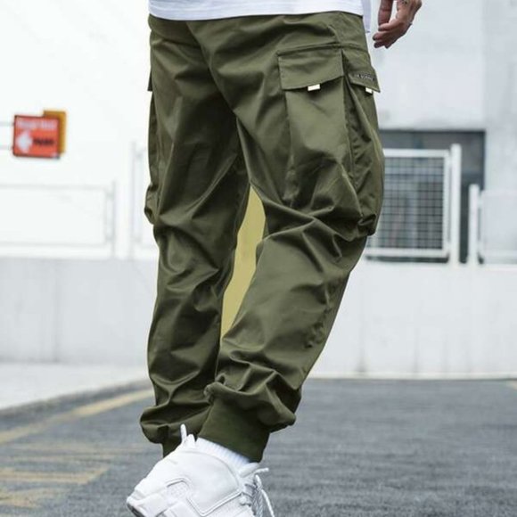 Mens Flap Pocket Drawstring Waist Cargo Pants gree - Picture 2 of 5